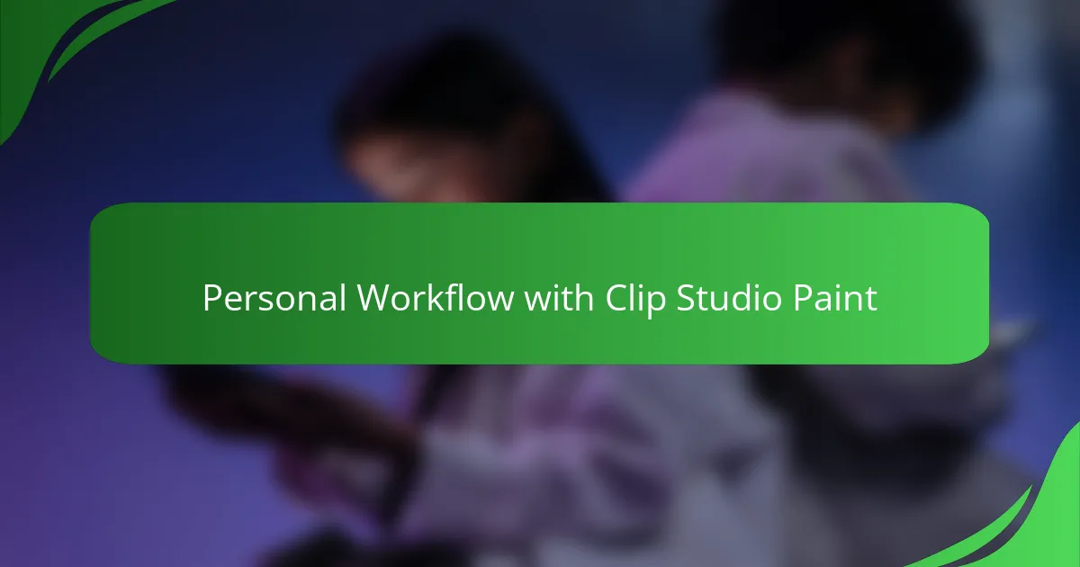 Personal Workflow with Clip Studio Paint