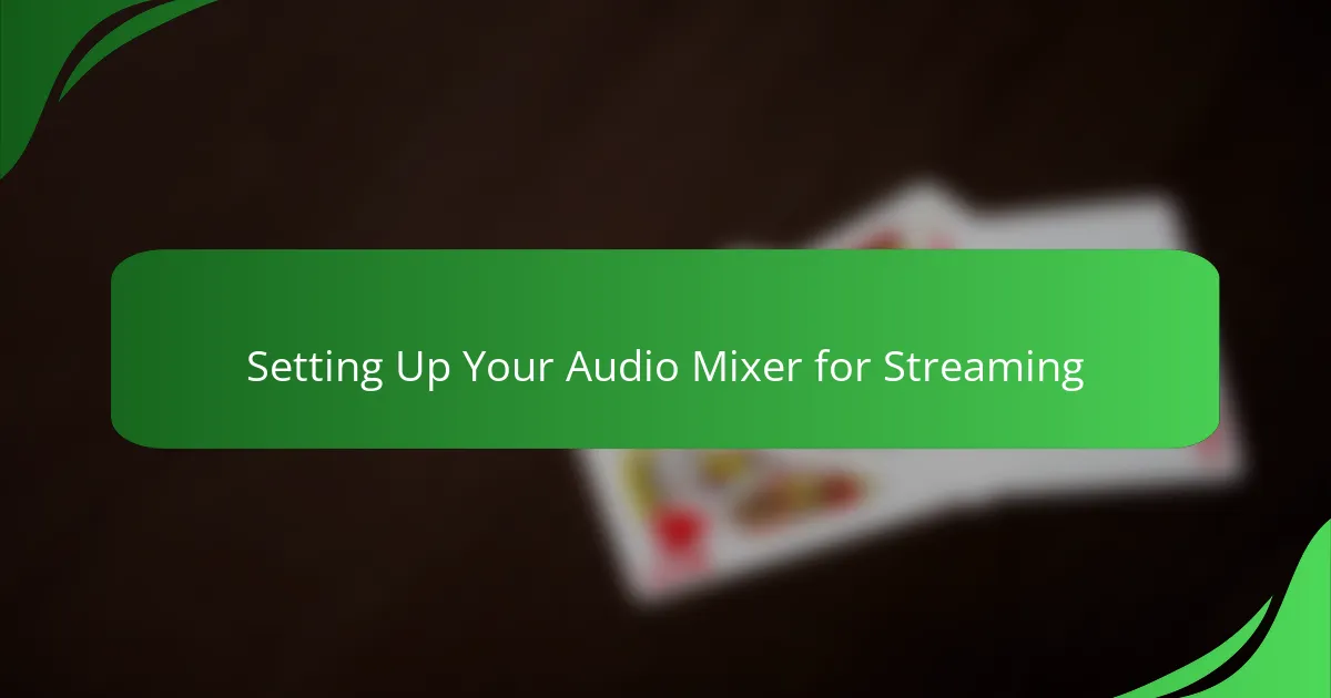 Setting Up Your Audio Mixer for Streaming